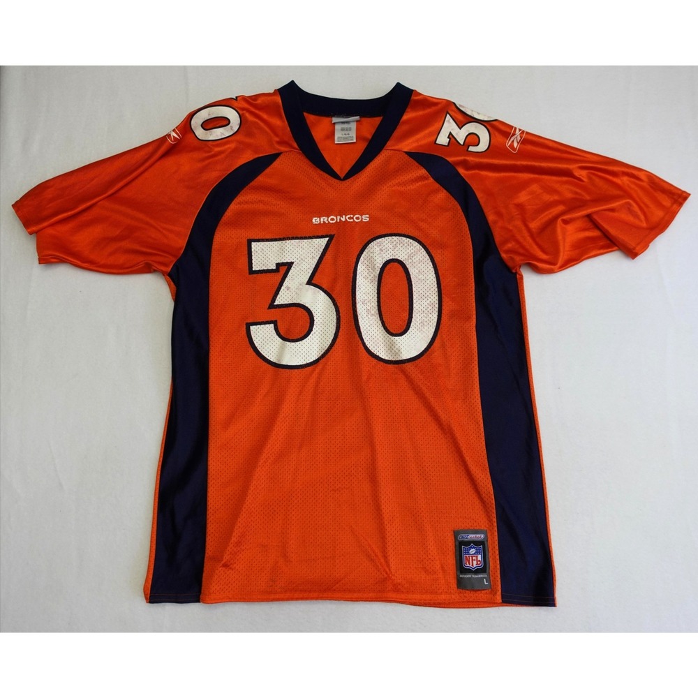 Denver Broncos Jersey Mens Large Orange NFL Football Reebok Terrell Davis 30